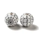 Halloween Printed Spider Webs Colored Wood European Beads