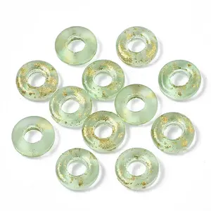 Transparent Spray Painted Glass European Beads