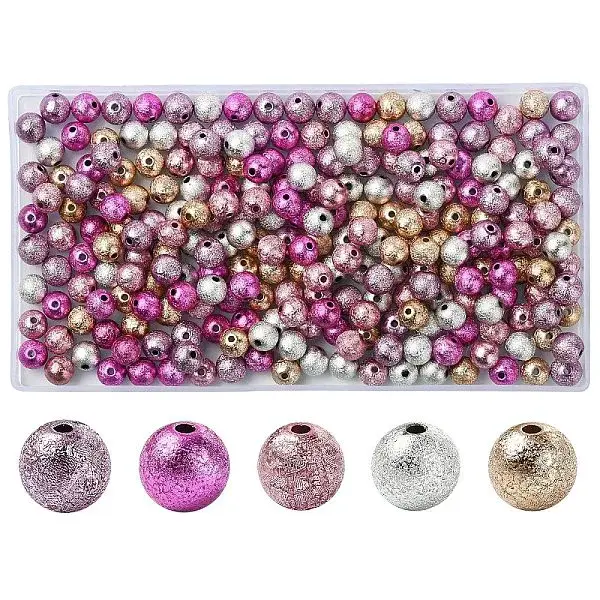 50Pcs 5 Colors Spray Painted Acrylic Beads