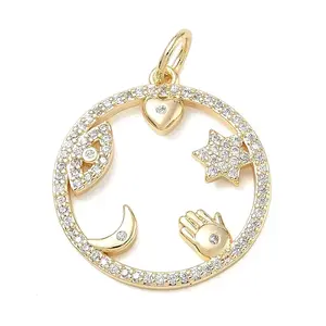 Brass Micro Pave Clear Cubic Zirconia Pendants