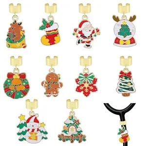 10Pcs Christmas Theme Alloy Enamel Stethoscope Pendant Decorations