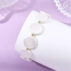 Shell Pearl & Brass Beaded Bracelets for Women