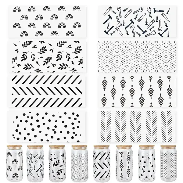 8Pcs 8 Styles PVC Plastic Waterproof Decorative Sticker Labels