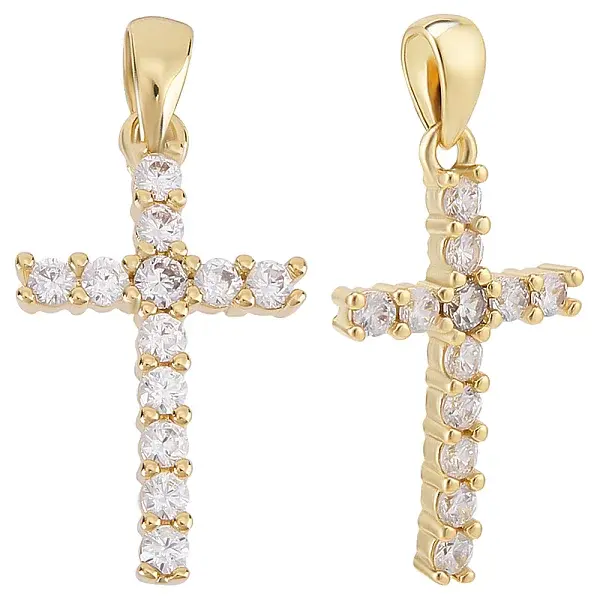 4Pcs Brass Micro Pave Clear Cubic Zirconia Pendants