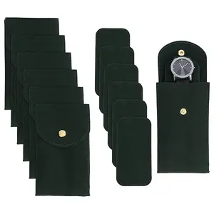 Plush Cloth Watch Storage Bags with Snap Button