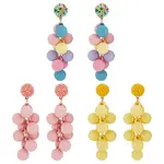 3 Pairs 3 Colors Candy Color Acrylic Cluster Dangle Stud Earrings