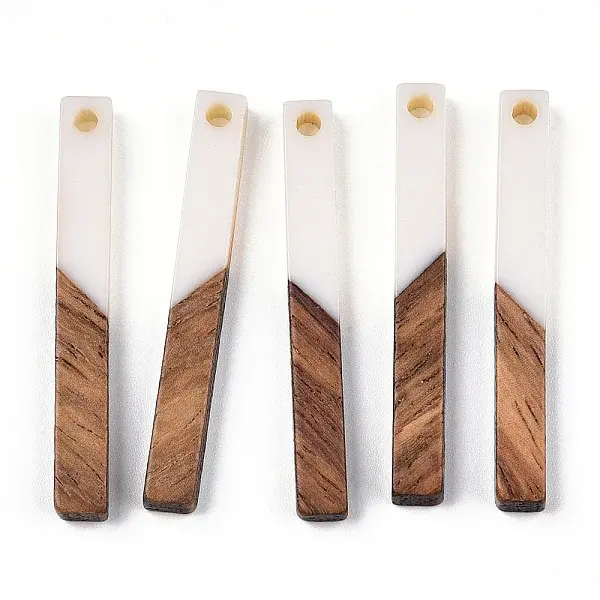 Opaque Resin & Walnut Wood Pendants