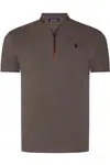 T8571 DEWBERRY PÁNSKÉ TRIČKO NA ZIP-HLADKÉ KHAKI
