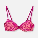 Dagi růžová podprsenka s krajkou a detaily ve tvaru srdce