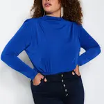 Trendyol Curve Sax s polstrovaným pleteným svetrem
