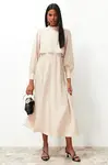Trendyol Beige Aller Piece Detailed Woven Dress
