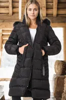Z6758 DEWBERRY WOMEN'S COAT-PLAIN BLACK