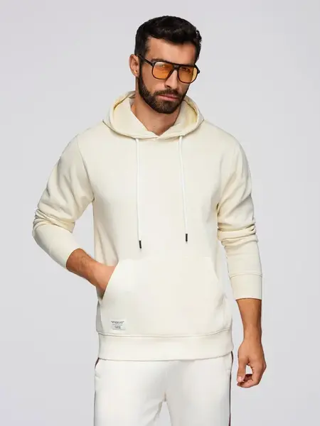 Ombre Men's kangaroo hooded sweatshirt - cream