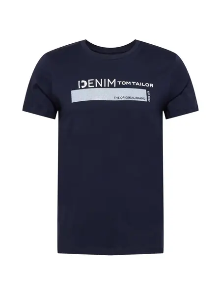 TOM TAILOR DENIM Tričko  tmavomodrá / svetlomodrá / biela