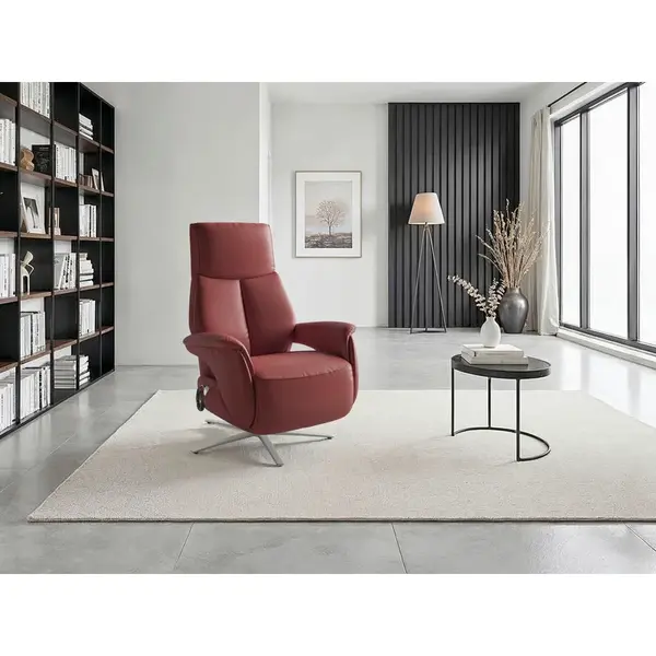 Sit & More RELAXAČNÍ KŘESLO, kůže, červenohnědá