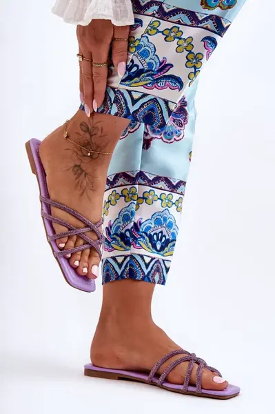 Boto Dámské Klíčky s Proužky a Džety Fialové Leomi