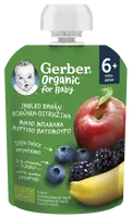 GERBER Organic vrecko jablko, banán, čučoriedka a černica 100% BIO 6m+ 90 g