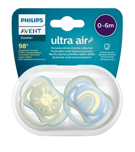PHILIPS AVENT Ultra vzduchový cumlík Obrázok 0-6m chlapec (dúha) 2 ks