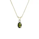 Náhrdelník s vltavínem a briliantem ve žlutém zlatě KLENOTA