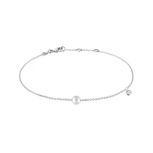 Náramek s perlou a diamantem v bílém zlatě KLENOTA