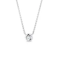 Náhrdelník z bílého zlata s bezel briliantem KLENOTA