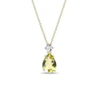 Zlatý náhrdelník s lemon quartz a briliantom KLENOTA
