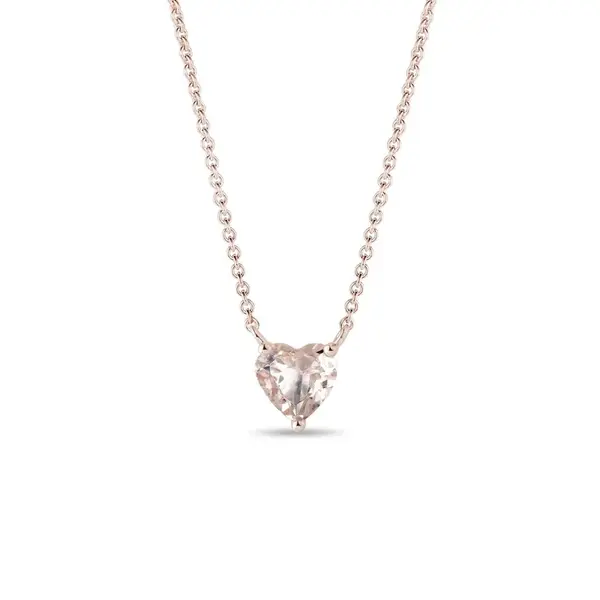 Náhrdelník srdiečko z ružového zlata s morganitom KLENOTA