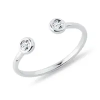 Otvorený prsteň s bezel diamantmi z bieleho zlata KLENOTA