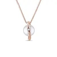 Zlatý náhrdelník s perlou a diamantom KLENOTA