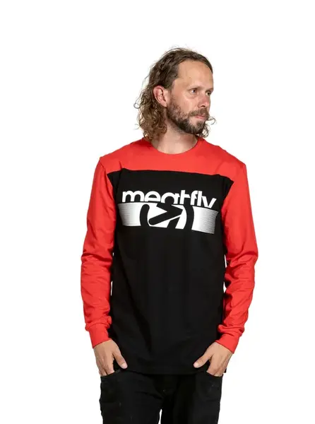 Meatfly pánské tričko s dlouhým rukávem Judgement Bright Red/White Arrow | Červená | Velikost M | 100% bavlna
