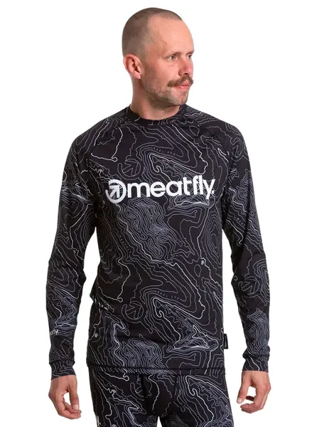 Meatfly pánské termo triko Avery Black Topography | Černá | Velikost XL