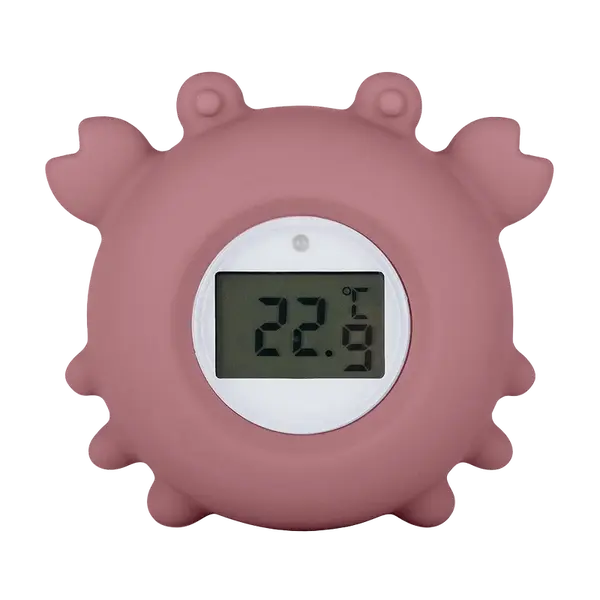 PETITE&MARS Teploměr silikonový digitální do vody Crab Caleb Dusty Rose 0m+