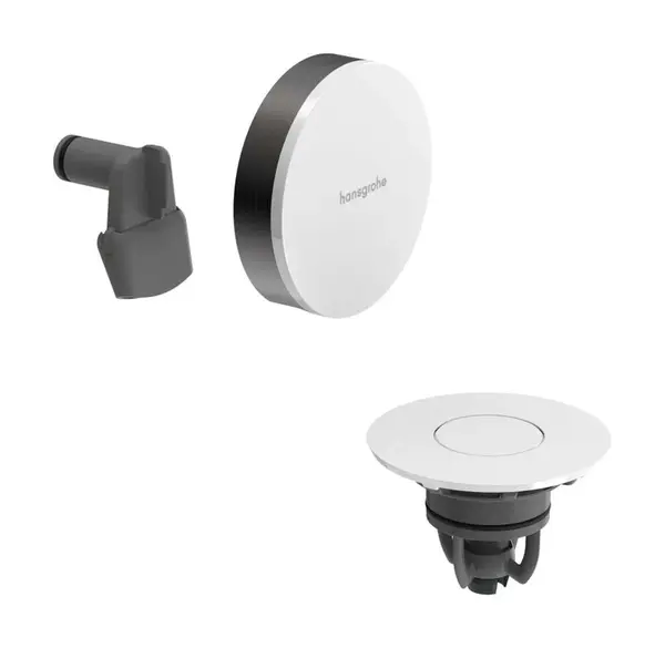 Hansgrohe Exafill - Vrchná súprava k vaňovej odtokovej a prepadovej súprave s napúšťaním, Push-Open, lesklá biela/kefovaný čierny chróm 58119340