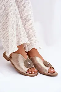 S. BARSKI Lesklé Dámské Sandály S Dekorativním Detailem S.Barski