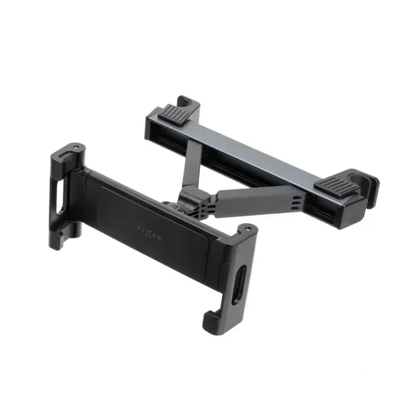Univerzální držák pro tablety FIXED Passenger Max s uchycením do opěrky hlavy a posuvným ramenem, šedá