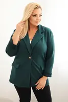 Kesi Włoski Dámska vesta z viskózy Plus Size s dlhým rukávom a golierom morská