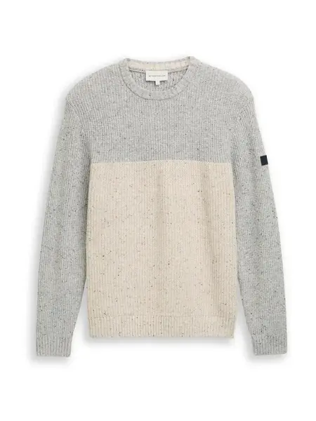 TOM TAILOR Sveter  piesková / sivá / čierna