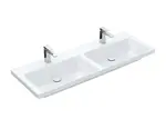 Villeroy & Boch Subway 3.0 - Dvojumyvadlo nábytkové 130x47 cm, bez přepadu, otvory pro baterie, CeramicPlus, Stone White 4A71D1RW