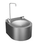 Sanela Nerezové pitné fontánky - Automatická fontánka s výtokem a armaturou pro napouštění, bateriové napájení 6 V, matný nerez SLUN 62ESB