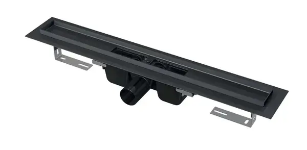 Alcadrain Odtokové žlaby - Sprchový žlab 145 cm, s okrajem pro perforovaný rošt, černá mat APZ1BLACK-1450