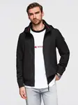 Ombre Men's jacket with hood and high collar - black