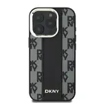 Zadní kryt DKNY PU Leather Checkered Pattern Magsafe pro Apple iPhone 16 Pro Max, černá
