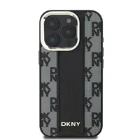 Zadní kryt DKNY PU Leather Checkered Pattern Magsafe pro Apple iPhone 16 Pro Max, černá
