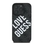 Zadní kryt Guess PU Leather 4G Big Love Logo MagSafe pro Apple iPhone 16 Pro, černá