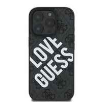 Zadní kryt Guess PU Leather 4G Big Love Logo MagSafe pro Apple iPhone 16 Pro, černá