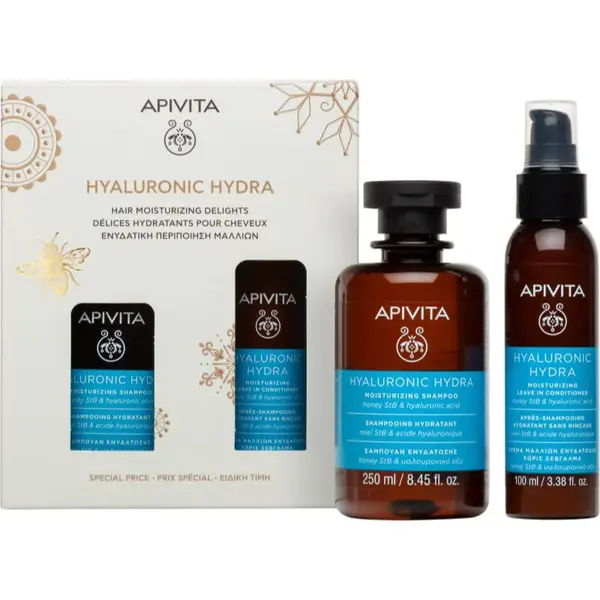 Apivita Hyaluronic Hydra Hair Moisturizing Delights darčeková sada pre hydratáciu a lesk
