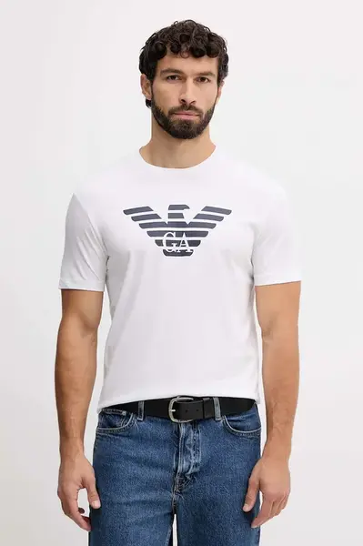 Bavlněné tričko Emporio Armani pánské, černá barva, s potiskem, 8N1TN5 1JPZZ