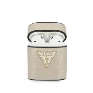 Guess Saffiano pouzdro GUACA2VSATMLLG pro Airpods 1/2 beige