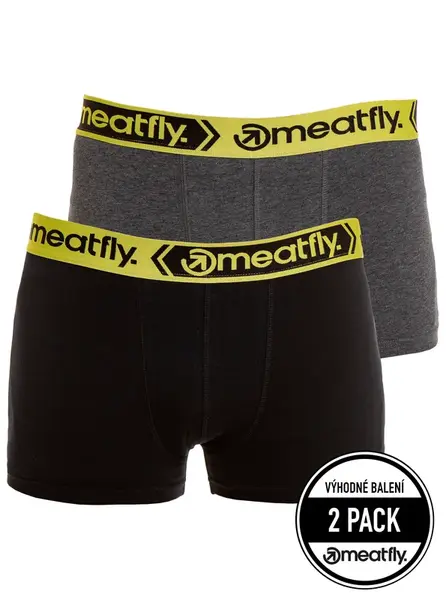 Meatfly pánské boxerky Balboa Boxershorts Double Pack Grey Heather/Black | Černá | Velikost M