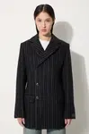 Vlněný kabát Kenzo Tennis Stripes Pea Coat